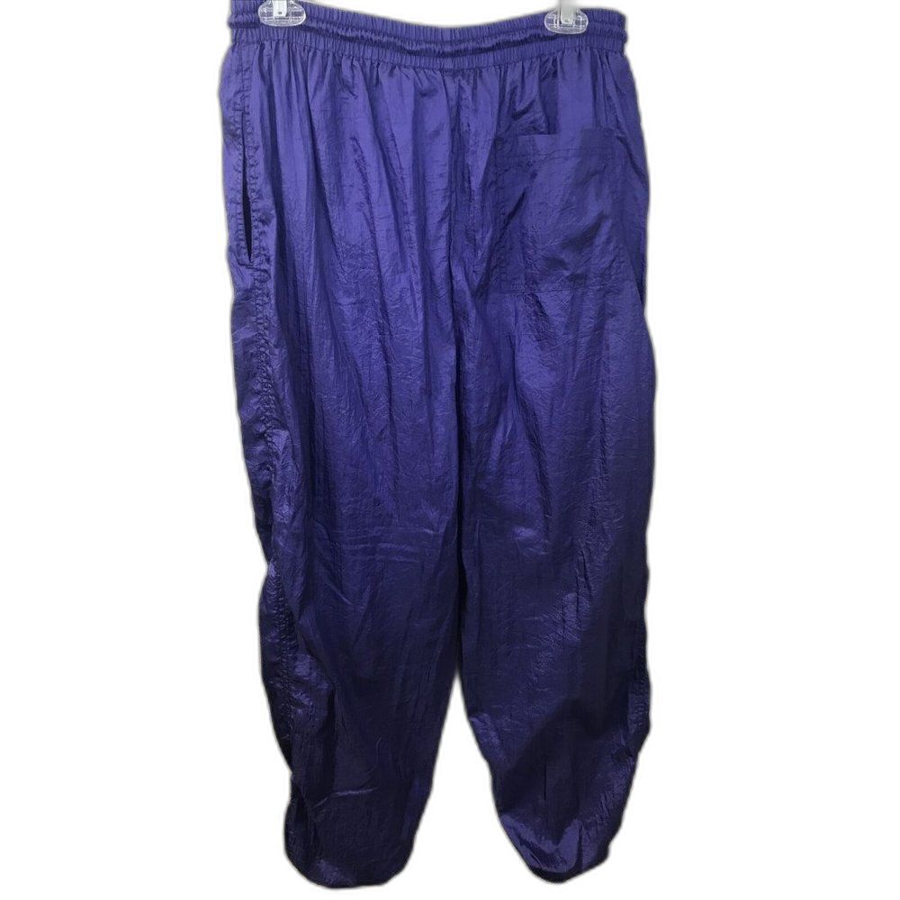 Track Sweat Pants L Purple Nylon Blend Lined Pockets elastic drawstring waist - Picture 6 of 11